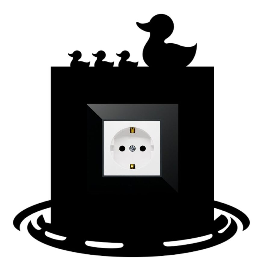 ARVDLODKM1 - Ördek Tasarımlı Dekoratif Priz Çerçevesi Süsü - Ahşap - Tekli - 3