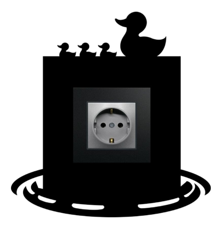 ARVDLODKM1 - Ördek Tasarımlı Dekoratif Priz Çerçevesi Süsü - Ahşap - Tekli - 9