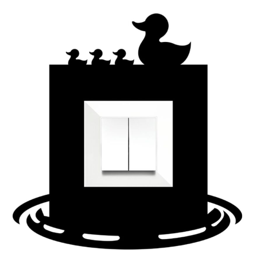 ARVDLODKM1 - Ördek Tasarımlı Dekoratif Priz Çerçevesi Süsü - Ahşap - Tekli - 2