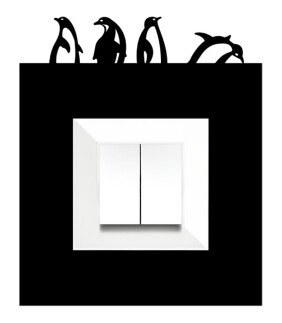 ARVDLPNGM1 - Penguen Tasarımlı Dekoratif Priz Çerçevesi Süsü - Ahşap - Tekli - 2