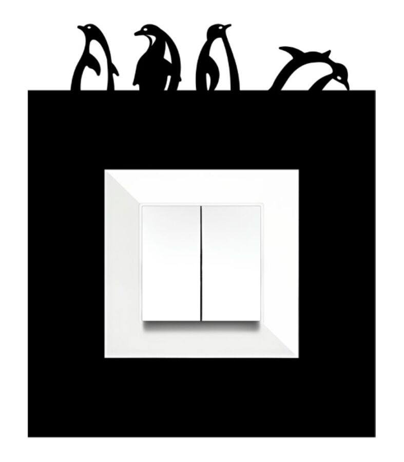 ARVDLPNGM1 - Penguen Tasarımlı Dekoratif Priz Çerçevesi Süsü - Ahşap - Tekli - 2