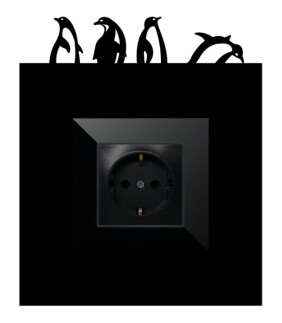 ARVDLPNGM1 - Penguen Tasarımlı Dekoratif Priz Çerçevesi Süsü - Ahşap - Tekli - 7