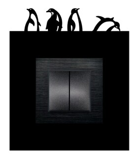 ARVDLPNGM1 - Penguen Tasarımlı Dekoratif Priz Çerçevesi Süsü - Ahşap - Tekli - 9