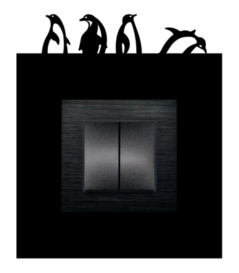 ARVDLPNGM1 - Penguen Tasarımlı Dekoratif Priz Çerçevesi Süsü - Ahşap - Tekli - 9