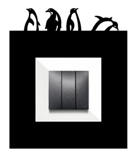 ARVDLPNGM1 - Penguen Tasarımlı Dekoratif Priz Çerçevesi Süsü - Ahşap - Tekli - 10