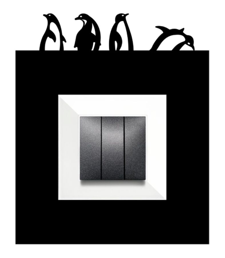 ARVDLPNGM1 - Penguen Tasarımlı Dekoratif Priz Çerçevesi Süsü - Ahşap - Tekli - 10