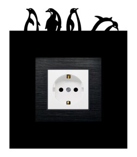 ARVDLPNGM1 - Penguen Tasarımlı Dekoratif Priz Çerçevesi Süsü - Ahşap - Tekli - 8