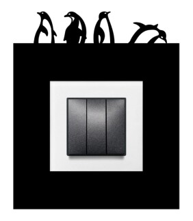 ARVDLPNGM1 - Penguen Tasarımlı Dekoratif Priz Çerçevesi Süsü - Ahşap - Tekli - 5