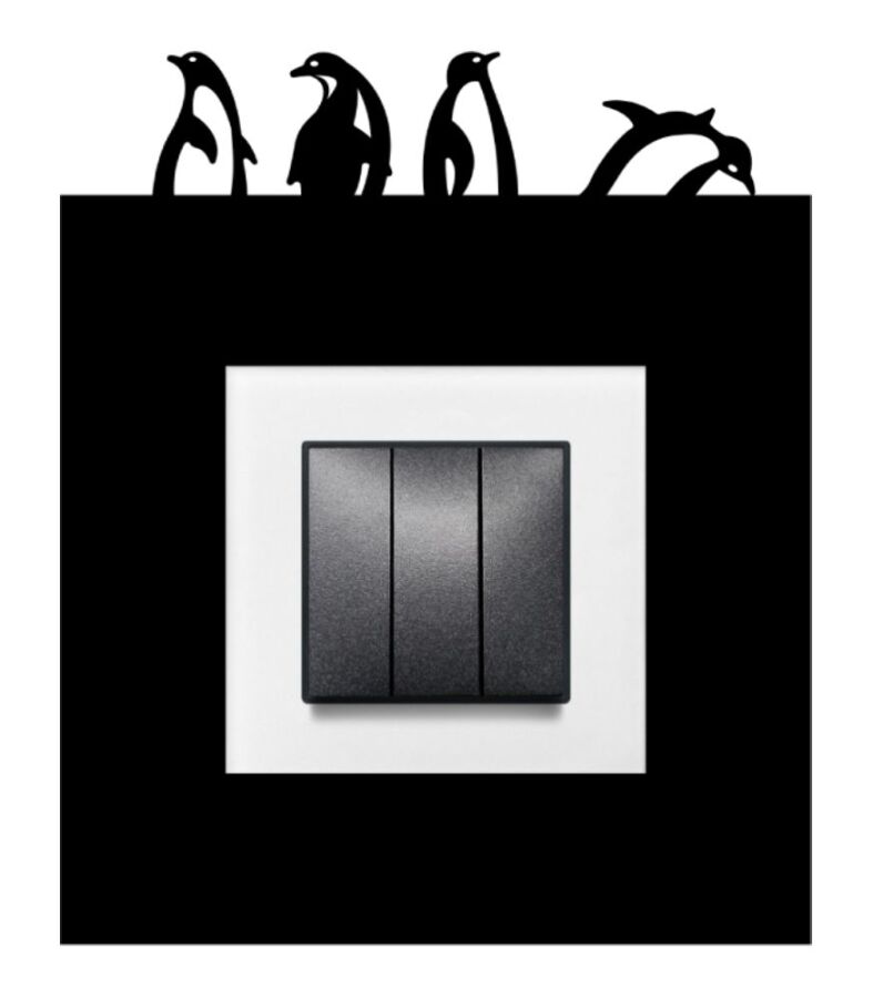 ARVDLPNGM1 - Penguen Tasarımlı Dekoratif Priz Çerçevesi Süsü - Ahşap - Tekli - 5