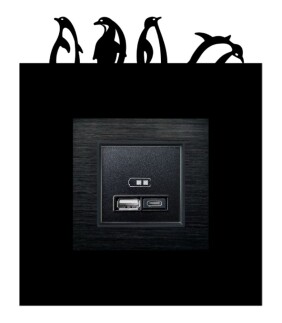 ARVDLPNGM1 - Penguen Tasarımlı Dekoratif Priz Çerçevesi Süsü - Ahşap - Tekli - 11