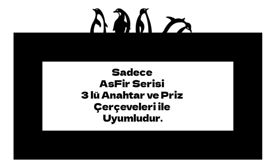 ARVDLPNGM3 - Penguen Tasarımlı Dekoratif Priz Çerçevesi Süsü - Ahşap - Üçlü - 1