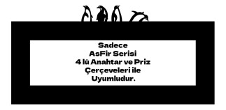 ARVDLPNGM4 - Penguen Tasarımlı Dekoratif Priz Çerçevesi Süsü - Ahşap - Dörtlü - Arvehu Electric