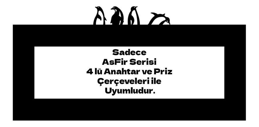 ARVDLPNGM4 - Penguen Tasarımlı Dekoratif Priz Çerçevesi Süsü - Ahşap - Dörtlü - 1