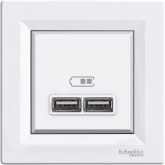 EPH2700221 Schneider Asfora Çift USB Şarj Prizi – Beyaz - 1