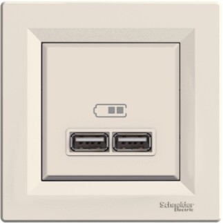EPH2700223 Schneider Asfora Çift USB Şarj Prizi – Krem - 1