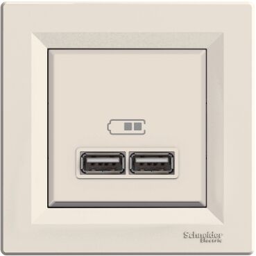 EPH2700223 Schneider Asfora Çift USB Şarj Prizi – Krem - 1