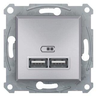 EPH2700261 Schneider Asfora Çift USB Şarj Prizi – Alüminyum - 1