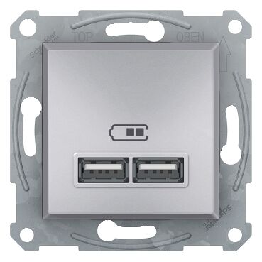 EPH2700261 Schneider Asfora Çift USB Şarj Prizi – Alüminyum - 1