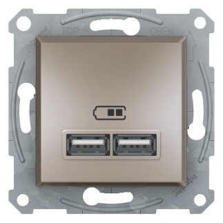 EPH2700269 Schneider Asfora Çift USB Şarj Prizi – Bronz - 1