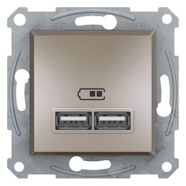 EPH2700269 Schneider Asfora Çift USB Şarj Prizi – Bronz - 1