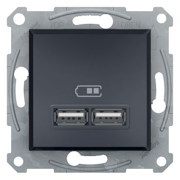 EPH2700271 Schneider Asfora Çift USB Şarj Prizi – Antrasit - 1