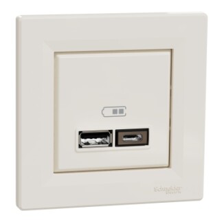 EPH2700323 Schneider Asfora İkili USB Priz Type A+C, 2.4A – Krem - 1