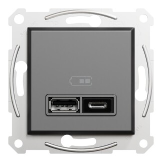 EPH2700371 Schneider Asfora İkili USB Priz Type A+C, 2.4A – Antrasit - Schneider Electric (1)