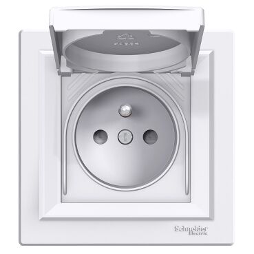 EPH2800621 Schneider Asfora Topraklı Priz, 16A – Beyaz (Kapaklı, IP44) - 1