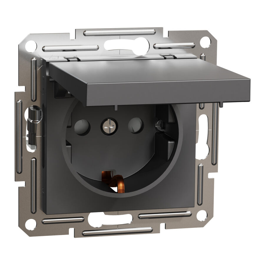 EPH3100171 Schneider Asfora Kapaklı Topraklı Priz – Antrasit - 1