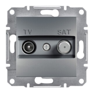 EPH3400362 Schneider Asfora Geçişli TV/SAT Prizi, 8dB – Çelik - 1