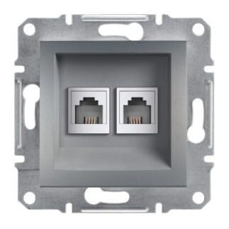 EPH4200162 Schneider Asfora Çift Telefon Prizi – RJ11 – Çelik - 1