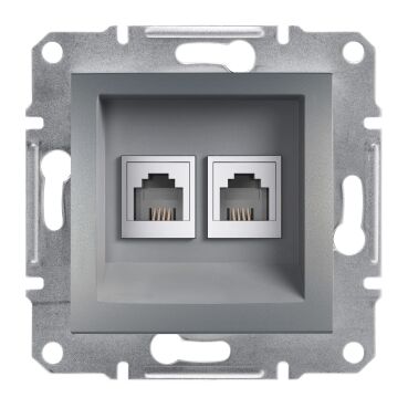EPH4200162 Schneider Asfora Çift Telefon Prizi – RJ11 – Çelik - 1