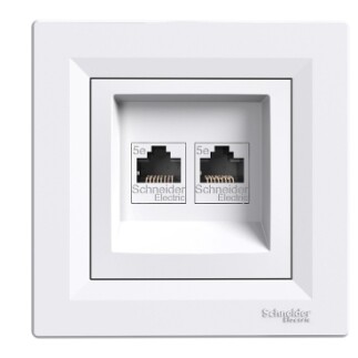 EPH4400121-02 Schneider Asfora – Çiftli RJ45 Cat5e UTP – Beyaz (Konnektörsüz) - 1