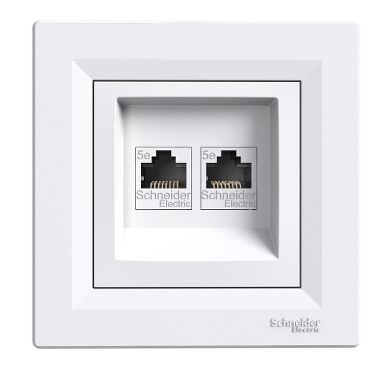 EPH4400121-02 Schneider Asfora – Çiftli RJ45 Cat5e UTP – Beyaz (Konnektörsüz) - 1