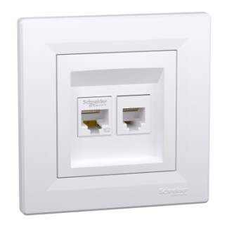 EPH4900121 Schneider Asfora – RJ45 Cat5e UTP + RJ12 Veri Prizi – Beyaz - 1