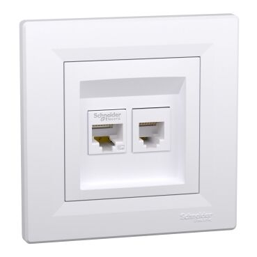EPH4900121 Schneider Asfora – RJ45 Cat5e UTP + RJ12 Veri Prizi – Beyaz - 1