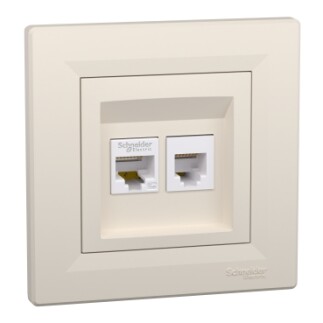 EPH4900123 Schneider Asfora – RJ45 Cat5e UTP + RJ12 Veri Prizi – Krem - 1