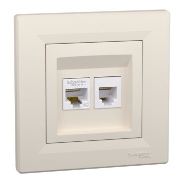 EPH4900123 Schneider Asfora – RJ45 Cat5e UTP + RJ12 Veri Prizi – Krem - 1