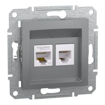 EPH4900162 Schneider Asfora RJ45 Cat5e + RJ12 Priz – Çelik - 1