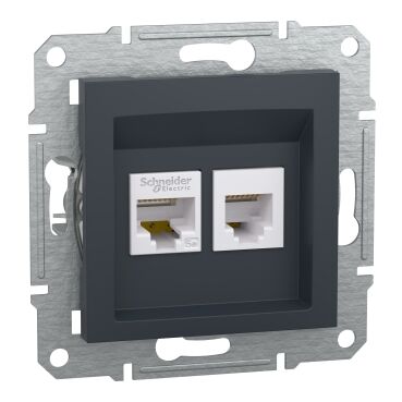 EPH4900171 Schneider Asfora RJ45 Cat5e + RJ12 Priz – Antrasit - 1