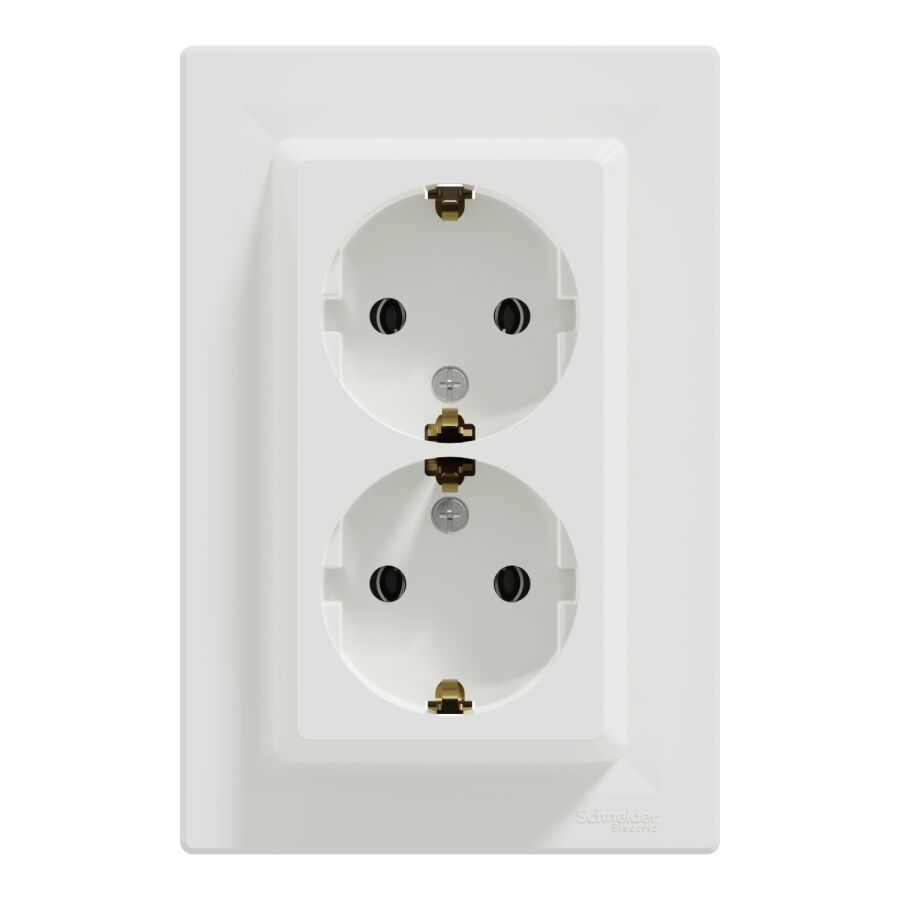EPH9900121 - Schneider Asfora İkili Topraklı Priz, 16A, Çerçeveli – Beyaz - 2