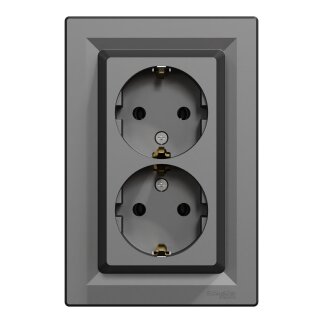 EPH9900171 - Schneider Asfora İkili Topraklı Priz, 16A, Çerçeveli – Antrasit - 2