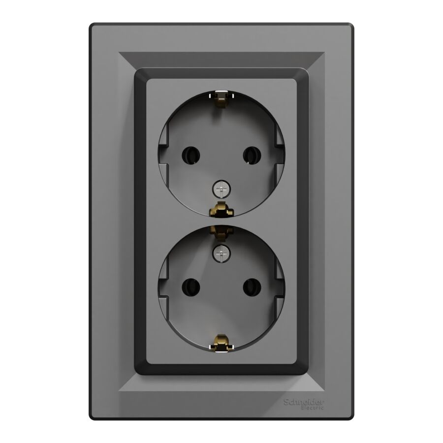 EPH9900171 - Schneider Asfora İkili Topraklı Priz, 16A, Çerçeveli – Antrasit - 2